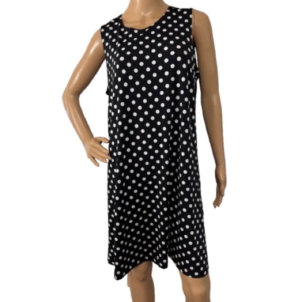 Nik And Nash Black/White Polkadot Knee Length Casual Dress Size XL